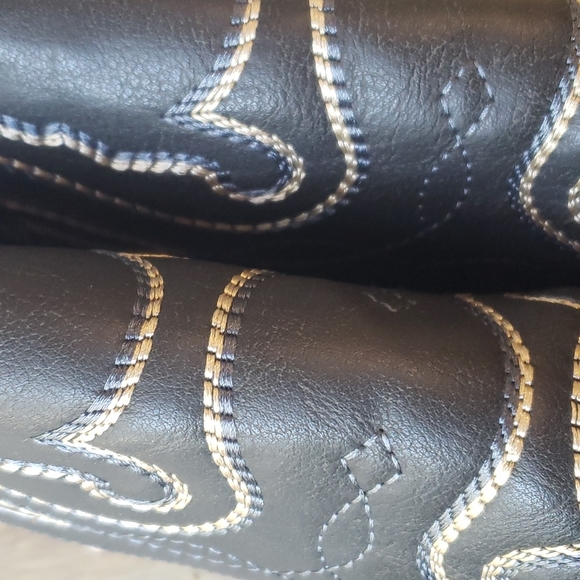 Black Embroidered Cowboy Boots - Picture 3 of 6
